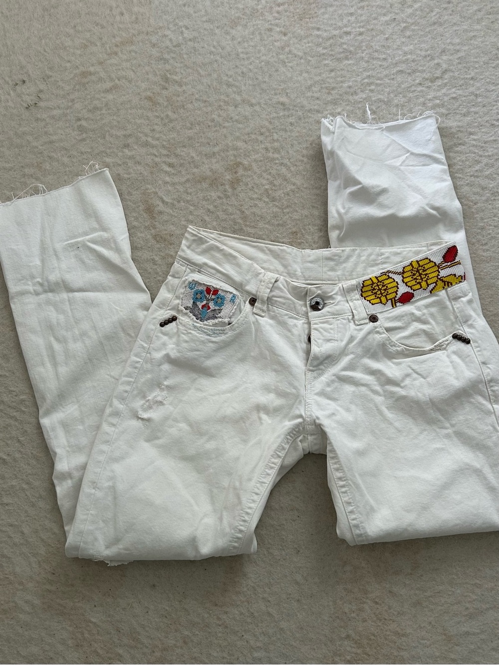 We are Replay Italian White Embroidered Jeans 30